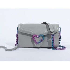 Aimee Kestenberg Gray Crossbody Bag with Multicolor Chain